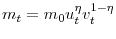 m_{t}=m_{0} u_{t}^{\eta}v_{t}^{1-\eta}