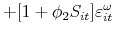 \displaystyle +[1+\phi _{2}S_{it}]\varepsilon _{it}^{\omega } \notag