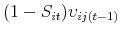 \displaystyle (1-S_{it})\upsilon _{ij(t-1)}
