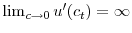  \lim_{c\rightarrow0}u^{\prime }(c_{t})=\infty