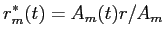 LaTex Encoded Math: \displaystyle r^{*}_{m}(t) = A_{m}(t) r / A_{m}