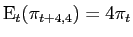 $ \mathrm{E} _{t}(\pi_{t+4,4}) = 4\pi_{t}$