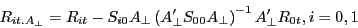 \begin{displaymath} R_{it.A_\bot } =R_{it} -S_{i0} A_\bot \left( {{A}'_\bot S_{00} A_\bot } \right)^{-1}{A}'_\bot R_{0t} ,i=0,1 \end{displaymath}