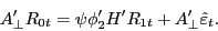 \begin{displaymath} {A}'_\bot R_{0t} =\psi {\phi }'_2 {H}'R_{1t} +{A}'_\bot \hat {\varepsilon }_t . \end{displaymath}