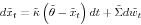 \begin{displaymath} d\tilde {x}_t =\tilde {\kappa }\left( {\tilde {\theta }-\tilde {x}_t } \right)dt+\tilde {\Sigma }d\tilde {w}_t \end{displaymath}