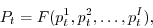 \begin{displaymath} P_t =F(p_t^1 ,p_t^2 ,\ldots ,p_t^I ), \end{displaymath}