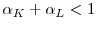  \alpha_{K} + \alpha_{L} < 1 