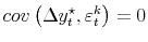  cov\left(\Delta y_t^\star,\varepsilon_t^k\right) = 0