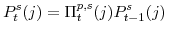 \displaystyle P^{s}_{t}(j)= \Pi^{p,s}_{t}(j)P^{s}_{t-1}(j) 