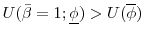  U(\bar{\beta}=1;\underline{\phi }) > U(\overline{\phi})