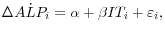 \Delta A\dot {L}P_i =\alpha +\beta IT_i +\varepsilon _i ,