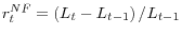 r_t^{NF} =\left( {L_t -L_{t-1} } \right)/L_{t-1} 