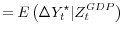 \displaystyle = E\left(\Delta Y_t^\star \vert Z_t^{GDP} \right)