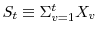  S_{t}% \equiv\Sigma_{v=1}^{t}X_{v}