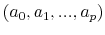  (a_0, a_1,...,a_p)