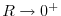  R\rightarrow 0^{+}