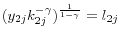 (y_{2j} k_{2j}^{-\gamma } )^{\frac{1}{1-\gamma }}=l_{2j}