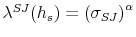  \lambda ^{SJ}(h_{s})=\left( \sigma_{SJ}\right) ^{\alpha}