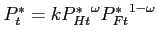 $ P_{t}^{\ast }=k{P_{Ht}^{\ast }}^{\omega }{P_{Ft}^{\ast }}^{1-\omega }$