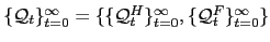 $ \{\mathcal{Q} _{t}\}_{t=0}^{\infty}=\{\{\mathcal{Q}^{H}_{t}\}_{t=0}^{\infty},\{\mathcal{Q} ^{F}_{t}\}_{t=0}^{\infty}\}$