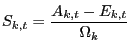 $\displaystyle S_{k,t} =\frac{A_{k,t} -E_{k,t} }{\Omega_{k} } $