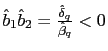 $ \hat{b}_{1}\hat{b}_{2}=\frac{\hat{\delta}_{q}}{\hat{\beta }_{q}}<0$