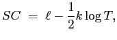 $\displaystyle SC\;=\;\ell-\frac{1}{2}k\log T,$