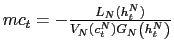 $ mc_{t}=-\frac{L_{N}(h_{t}^{N})}{V_{N}(c_{t}^{N})G_{N}\left( h_{t} ^{N}\right) }$