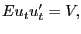 $\displaystyle Eu_{t}u_{t}^{\prime }=V,$
