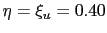$ \eta= \xi_{u} = 0.40$