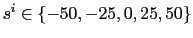 $ s^{i}\in\left\{ -50,-25,0,25,50\right\} $