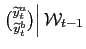$ \left. \binom{\widetilde{y}_{t}^{a}}{\widetilde{y}_{t}^{b}}\right\vert \mathcal{W}_{t-1}$