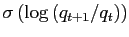 $ \sigma\left( \log\left( q_{t+1}/q_{t}\right) \right) $