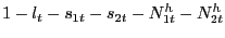 $ 1 - l_{t} - s_{1t} - s_{2t} - N^{h}_{1t} - N^{h}_{2t}$