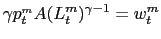 $\displaystyle \gamma p_{t}^{_{m}}A(L_{t}^{m})^{\gamma-1}=w_{t}^{m}$