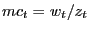 $ mc_{t} = w_{t}/z_{t}$