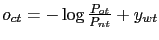 $ o_{ct} = -\log \frac{P_{ot}}{P_{nt}} + y_{wt}$