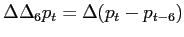 $ \Delta\Delta_{6}p_{t} =\Delta(p_{t}-p_{t-6})$