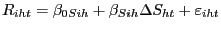 $\displaystyle R_{iht}=\beta_{0Sih}+\beta_{Sih}\Delta S_{ht}+\varepsilon_{iht}$
