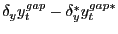 $ \delta_yy_t^{gap}-\delta_y^\ast y_t^{gap\ast}$