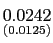 $ \underset{{\small (0.0125)}}{0.0242}$
