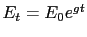 $ E_{t}=E_{0}e^{gt}$