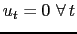$u_t = 0 \,\, \forall\, t$
