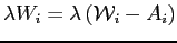 $\displaystyle \lambda W_{i}=\lambda\left( \mathcal{W}_{i}-A_{i}\right) $