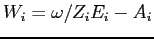 $ W_{i} =\omega/Z_{i}E_{i}-A_{i}$