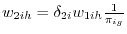 w_{2ih} =\delta _{2i} w_{1ih} \frac{1}{\pi _{ig} }