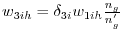 w_{3ih} =\delta _{3i} w_{1ih} \frac{n_g }{n_g^{'}}