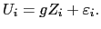 LaTex Encoded Math: \displaystyle U_{i}=gZ_{i}+\varepsilon _{i}. 