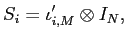 LaTex Encoded Math: \displaystyle S_{i} = \iota_{i,M}' \otimes I_{N}, 