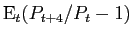 $ \mathrm{E} _{t}(P_{t+4}/P_{t} - 1)$